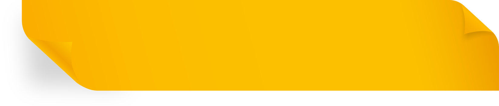 Realistic yellow ribbon illustration. Ribbon with wrinkles corners. png