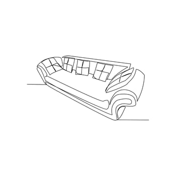 Sofa vector illustration drawn in line art style