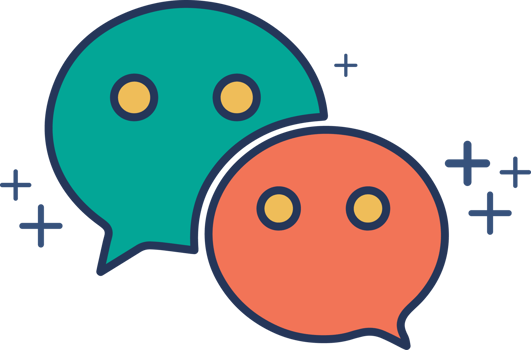 Chat message icon illustration glyph style design with color and plus sign. png