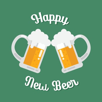Happy new beer Toasting glasses of beer vector