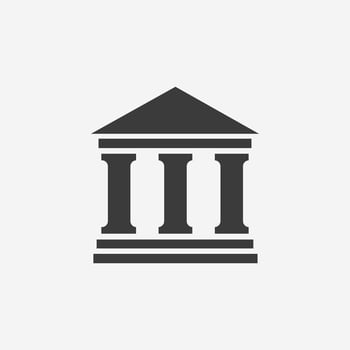Bank building, finance, government icon vector symbol sign illustration