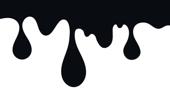 Drip of oil. Ink, liquid, melt. Messy black dripping drop. Vector illustration