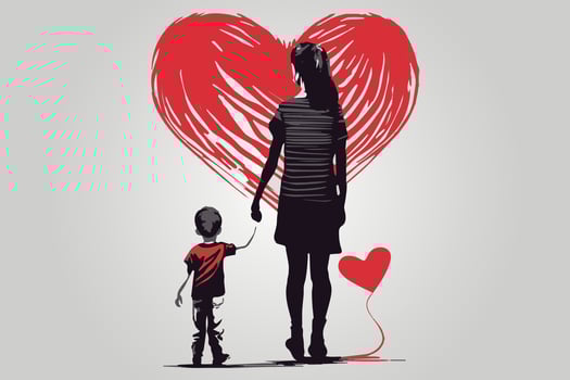 Mother and son, family love illustration. vector