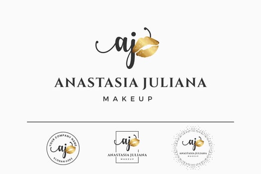 Initial letter AJ A logo for lip, kiss, lipstick, makeup vector design collection