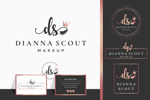 Initial letter DS D lash Eyebrow Lashes eyelash extension logo design collection for Branding vector