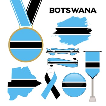 Elements Collection With The Flag of Botswana Design Template vector