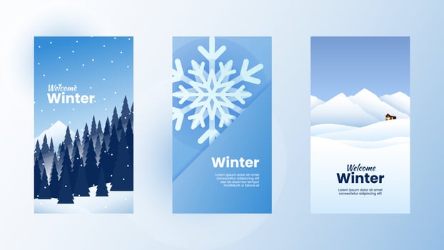 winter season instagram story template vector