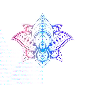 Lotus flower with geometric pattern vector linear illustration