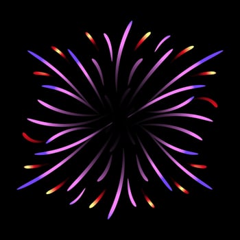A flowery firework flat illustration, chrysanthemum firework vector