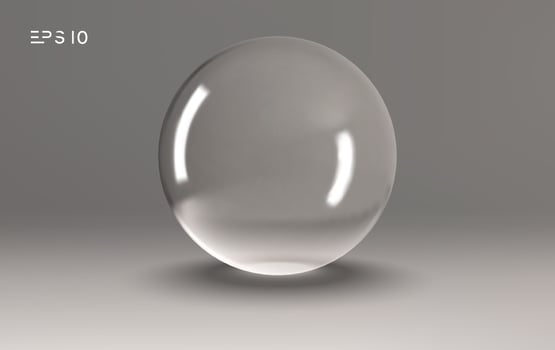 Crystal ball light vector on transparent background. Clear sphere transparent ball. Bubble clear EPS 10.