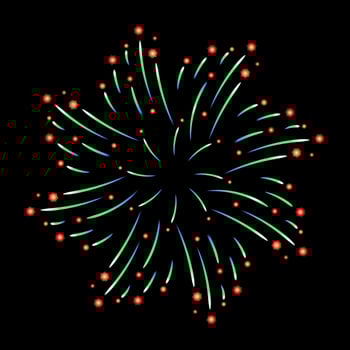 A flowery firework flat illustration, chrysanthemum firework vector