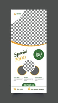 Restaurant food roll up banner and signage design vector