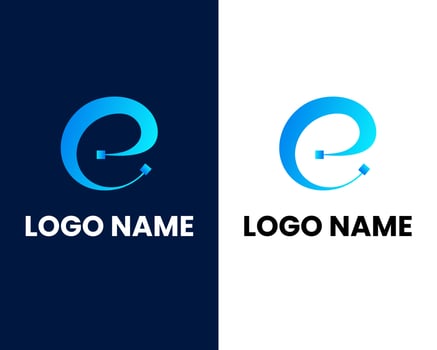 letter e with tech sign tech company modern business logo design template vector