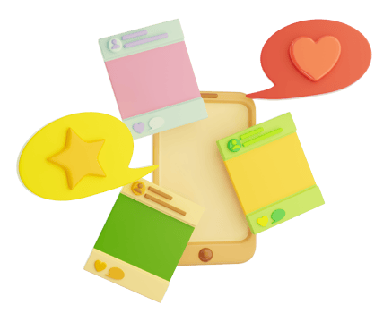 Social networks in the phone 3D illustration png