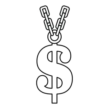 Gold dollar symbol icon, outline style vector