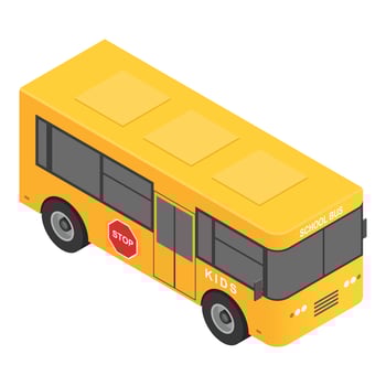 Kids school bus icon, isometric style vector