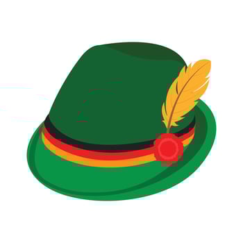 Green traditional german hat icon, isometric style vector