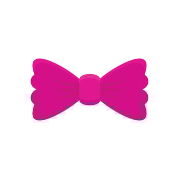 Violet bow tie icon, flat style vector