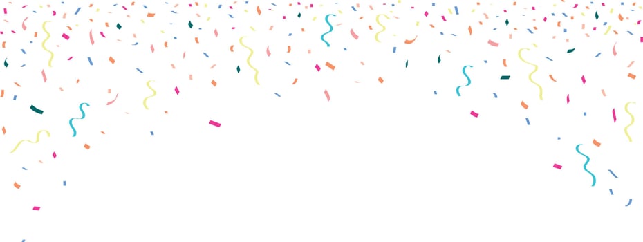 congratulatory background with colored confetti on white background. Vector illustration
