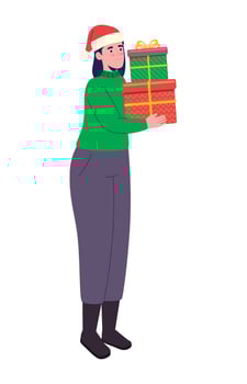 woman with christmas gifts vector