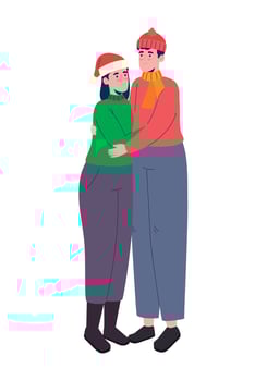 lovers couple celebrating christmas vector