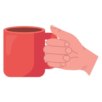 hand with coffee mug vector