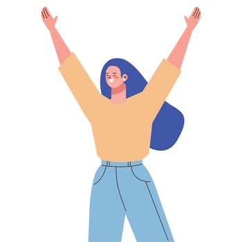 young woman celebrating vector