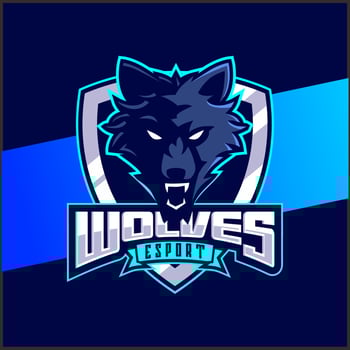 wolves head mascot esport logo design, wolf character for sport and gaming logo vector