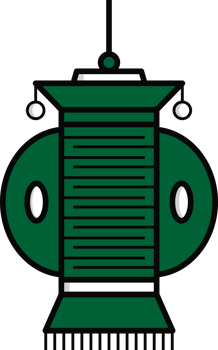 Green Chinese lanterns. Flat element for Asian decoration such as New year, festival and holiday. Illsutration isolated on transparent background. png