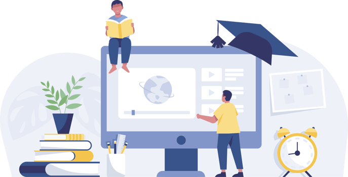Learning from online education. Illustration png