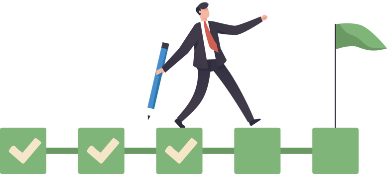 Project tracking or goal tracker. Successfully completed part of checklist and progress is well done. illustration png