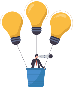 Looking for money making opportunities. Search for new business opportunity, idea or inspiration, business visionary, challenge or achievement concept. illustration png
