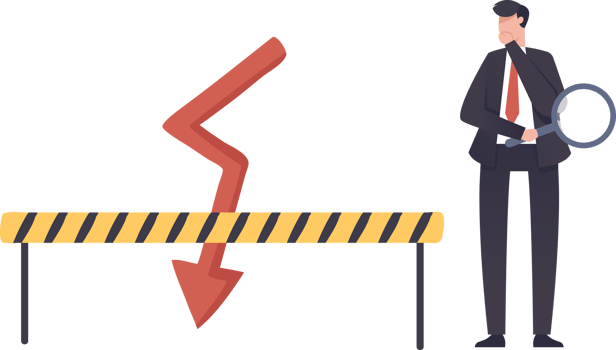 The stock market or crypto-currency has declined. economic crisis or investment risk the concept of volatility A businessman or investment professional analyzes the reasons for the loss. png