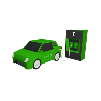 Electric Green Car 3D illustration png