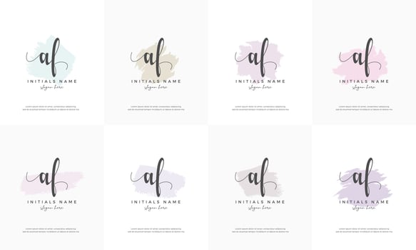 feminine set letter AF A F Initial handwriting logo design vector