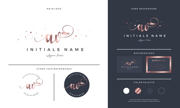 Handwriting letter AV A V Initial logo with Eyelash extension beauty for make up and cosmetic vector