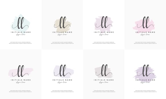 feminine set letter LL L Initial handwriting logo design vector