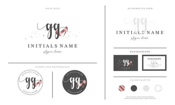 Handwriting letter GG G Initial logo for High heel women shoes and female footwear vector