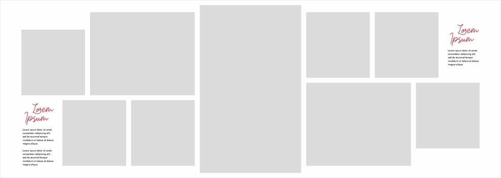 Pictures or photos frame collage. comics page grid layout abstract photo frames and digital photo wall template vector