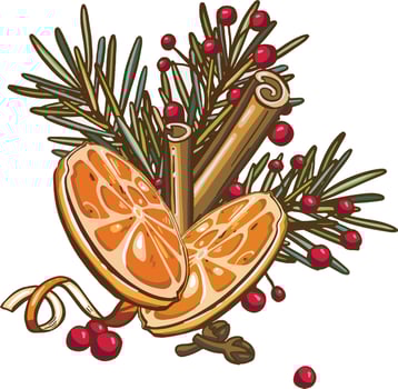 Christmas decorative ornaments, set. fir cone vector