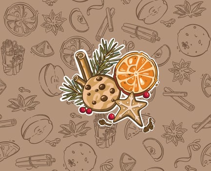 Christmas decorative ornaments, set. fir cone vector