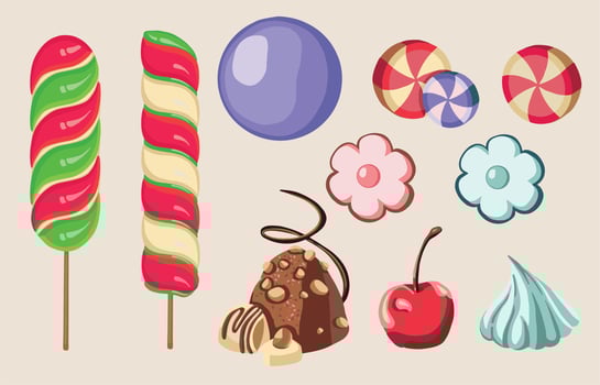 Set of different Sweet lollipops Vector  candy