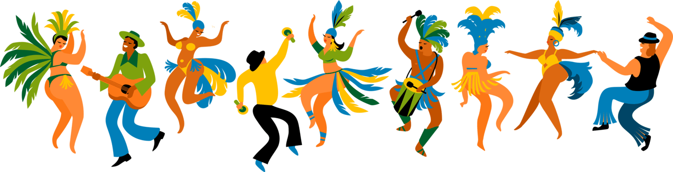 People dance. Brazilian carnival. Illustration png