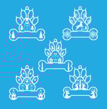 Dog paw footprint vector set. animal paw print laser cut