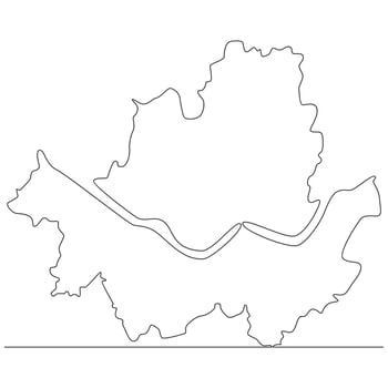 Continuous line drawing of map Seoul South Korea vector line art illustration
