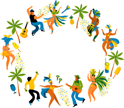 People dance. Brazilian carnival. Illustration png