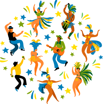 People dance. Brazilian carnival. Illustration png