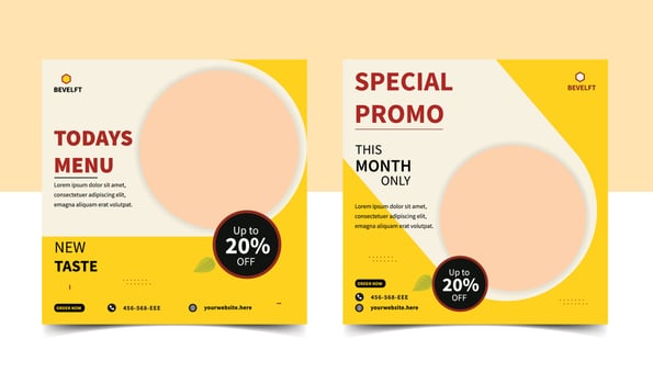 Food menu restaurant social media post design. vector