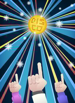 Disco night party handss vector