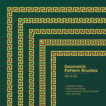 Set of Pattern Brushes Greek Geometric Borders Design vector